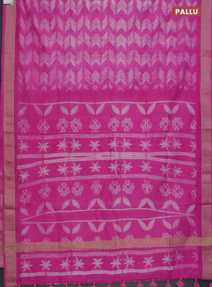 Maheshwari silk cotton saree pink with allover shibori prints and thread woven border
