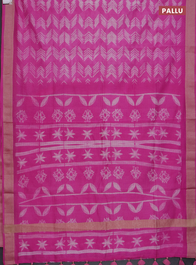 Maheshwari silk cotton saree pink with allover shibori prints and thread woven border