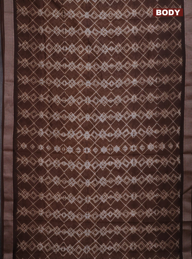 Maheshwari silk cotton saree brown with allover shibori prints and thread woven border