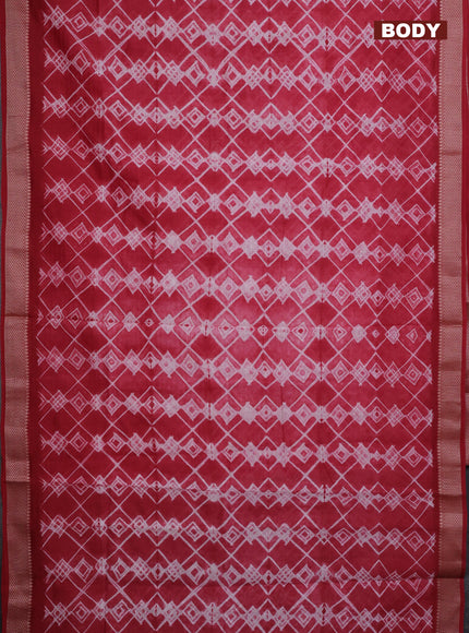 Maheshwari silk cotton saree red with allover shibori prints and thread woven border