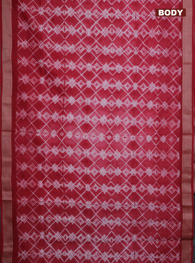 Maheshwari silk cotton saree red with allover shibori prints and thread woven border