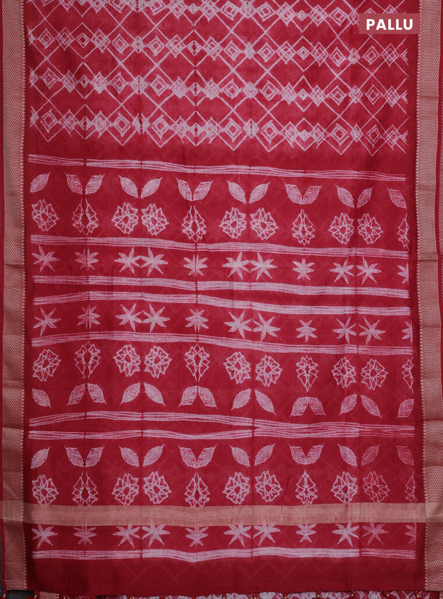 Maheshwari silk cotton saree red with allover shibori prints and thread woven border