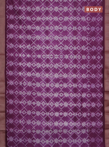 Maheshwari silk cotton saree purple with allover shibori prints and thread woven border