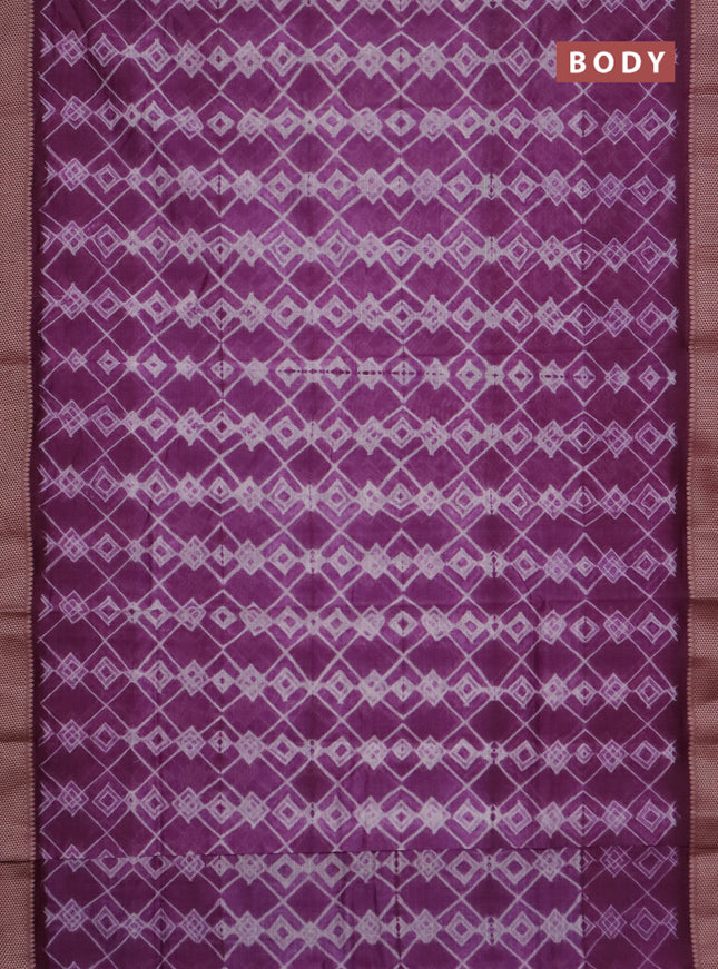 Maheshwari silk cotton saree purple with allover shibori prints and thread woven border