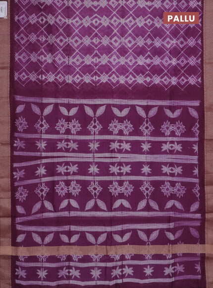 Maheshwari silk cotton saree purple with allover shibori prints and thread woven border
