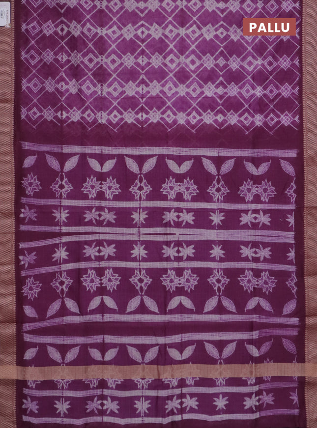 Maheshwari silk cotton saree purple with allover shibori prints and thread woven border