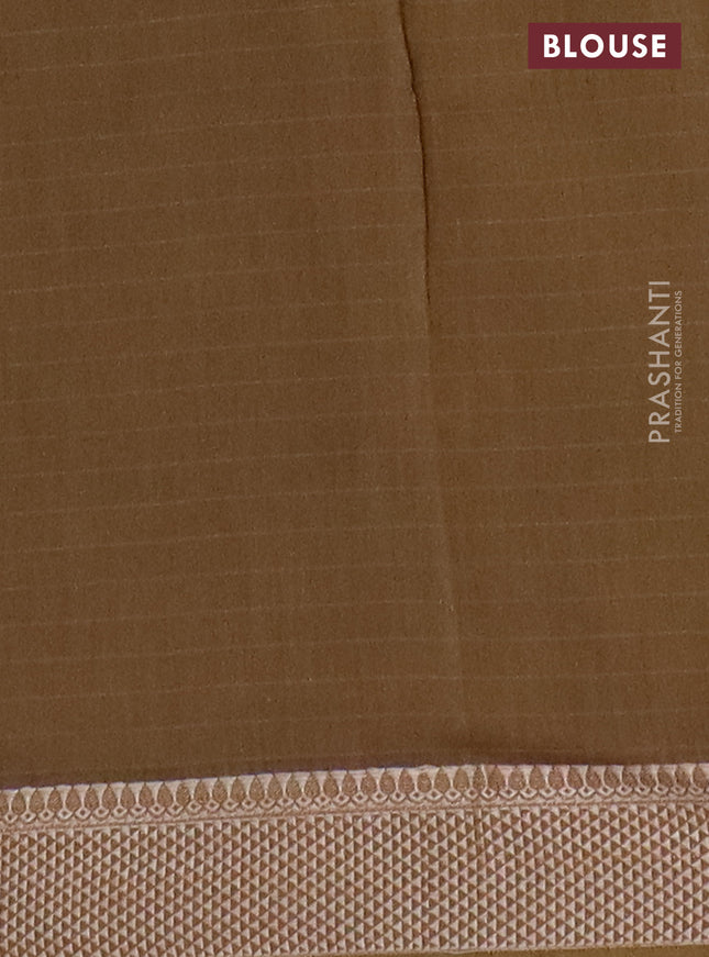 Maheshwari silk cotton saree dark sandal with allover shibori prints and thread woven border