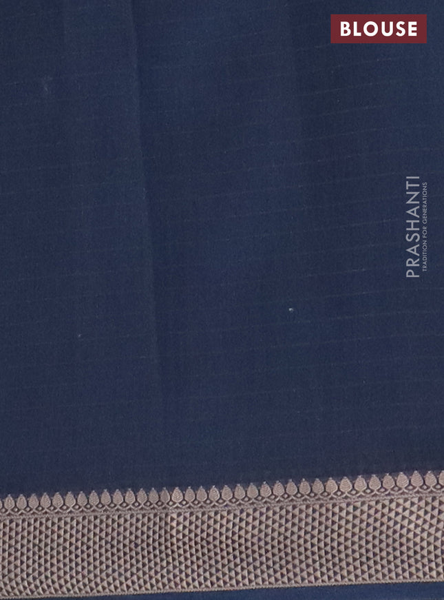 Maheshwari silk cotton saree dark peacock blue with allover shibori prints and thread woven border