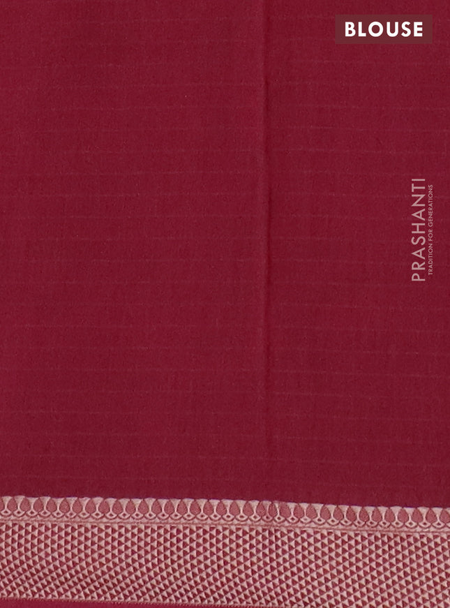 Maheshwari silk cotton saree dark magenta with allover shibori prints and thread woven border