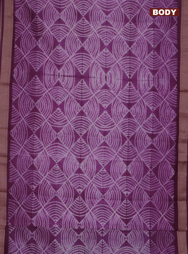 Maheshwari silk cotton saree purple with allover shibori prints and thread woven border