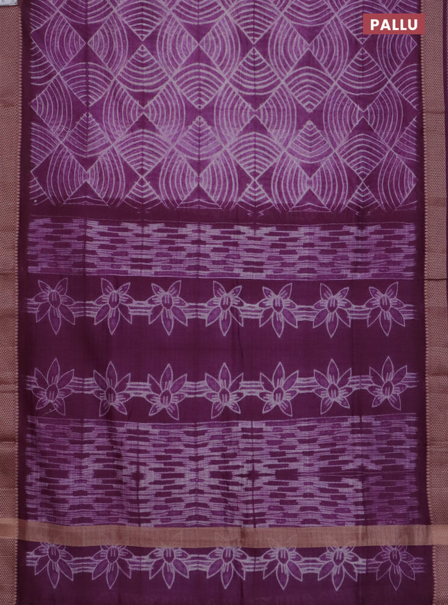 Maheshwari silk cotton saree purple with allover shibori prints and thread woven border