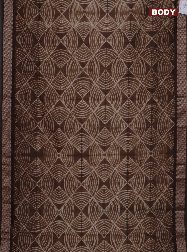 Maheshwari silk cotton saree brown with allover shibori prints and thread woven border