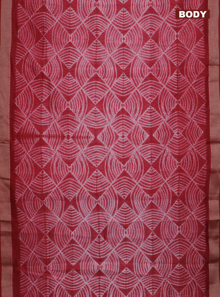 Maheshwari silk cotton saree kumkum red with allover shibori prints and thread woven border