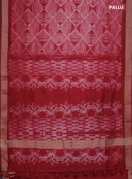 Maheshwari silk cotton saree kumkum red with allover shibori prints and thread woven border