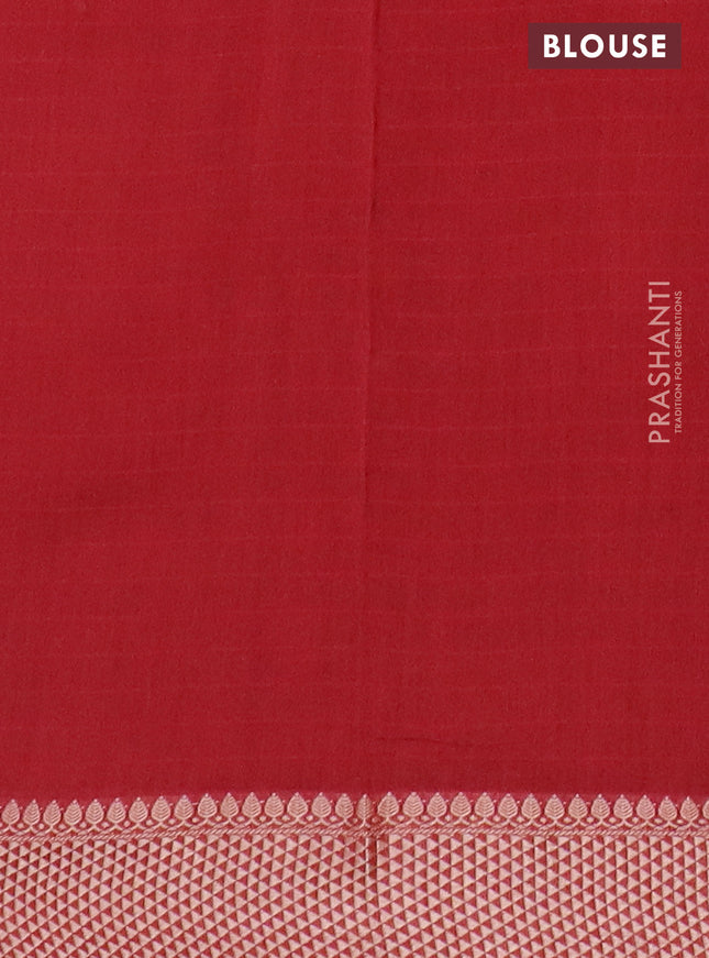 Maheshwari silk cotton saree kumkum red with allover shibori prints and thread woven border