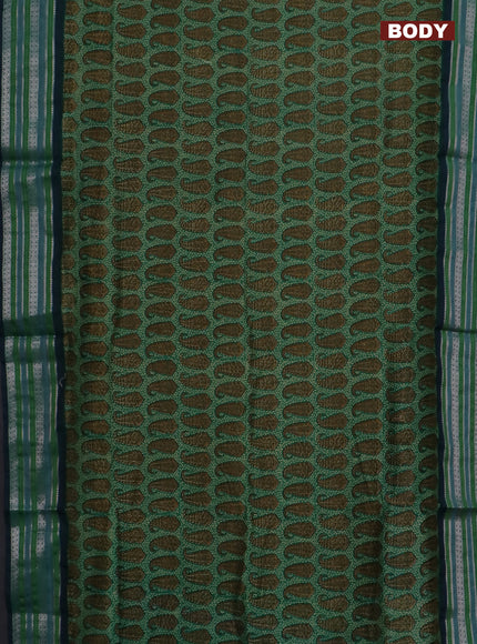 Maheshwari silk cotton saree teal green with allover paisley prints and thread & zari woven border