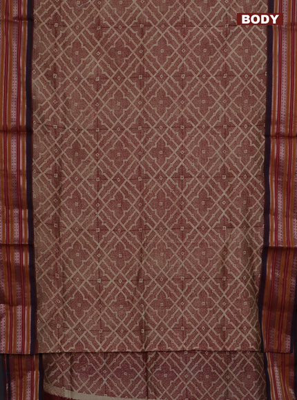 Maheshwari silk cotton saree maroon with allover prints and thread & zari woven border