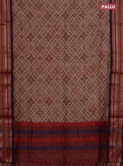 Maheshwari silk cotton saree maroon with allover prints and thread & zari woven border