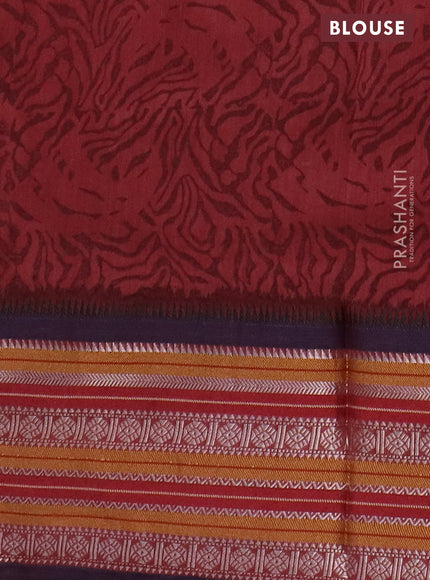 Maheshwari silk cotton saree maroon with allover prints and thread & zari woven border