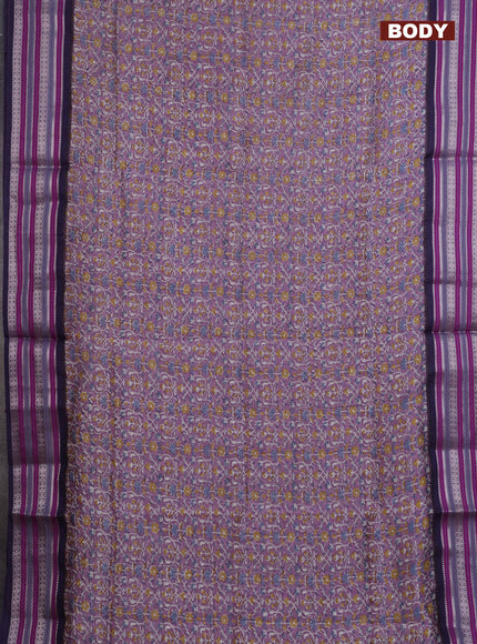 Maheshwari silk cotton saree pastel purple with allover prints and thread & silver zari woven border