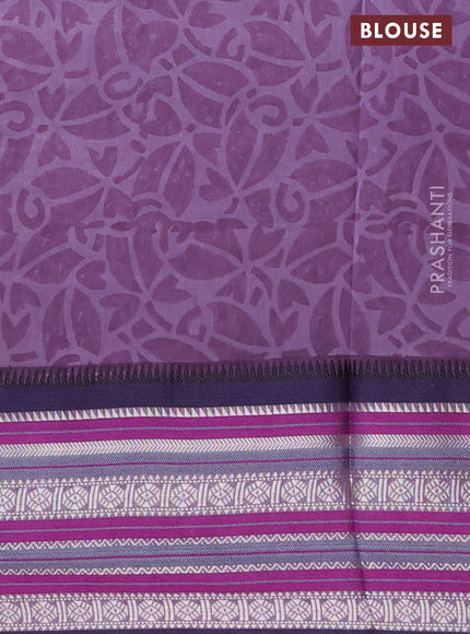 Maheshwari silk cotton saree pastel purple with allover prints and thread & silver zari woven border