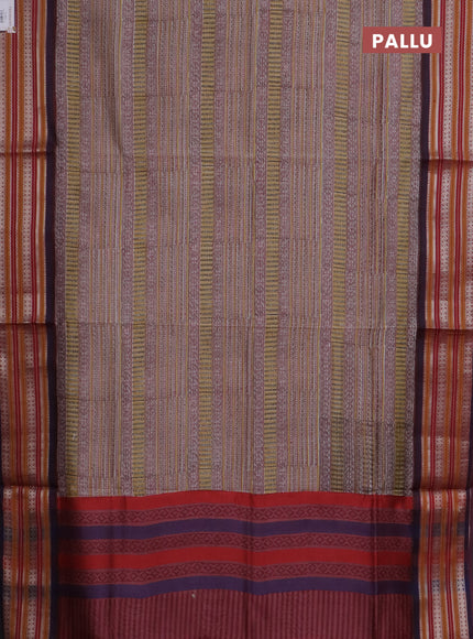 Maheshwari silk cotton saree yellow grey and maroon shade with allover kalamkari prints and thread & silver zari woven border