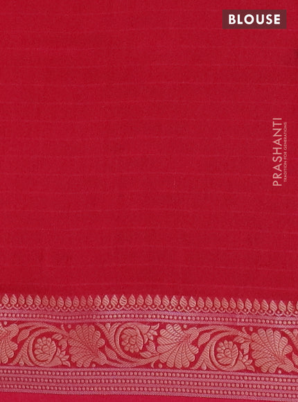Maheshwari silk cotton saree red with batik prints and zari woven border