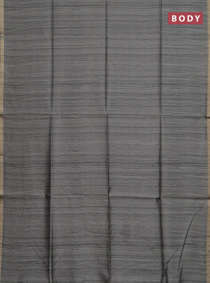 Semi tussar saree greyish green with plain body and kalamkari prints & cut work pallu