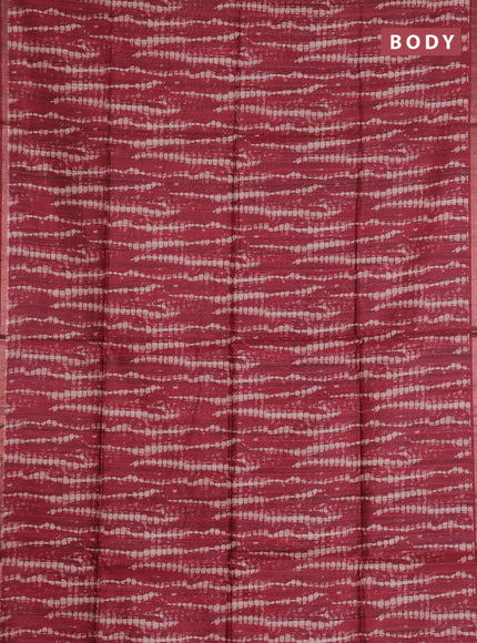 Semi tussar saree maroon with shibori prints and kalamkari prints & cut work pallu