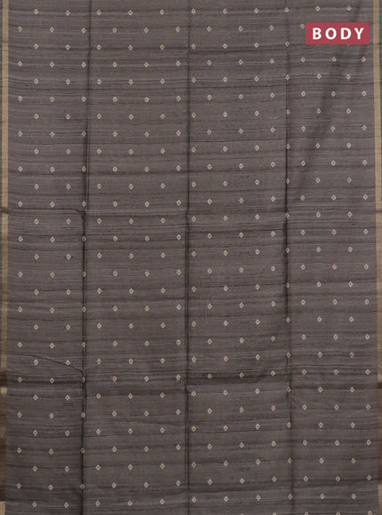 Semi tussar saree grey shade with bandhani butta prints and kalamkari prints & cut work pallu