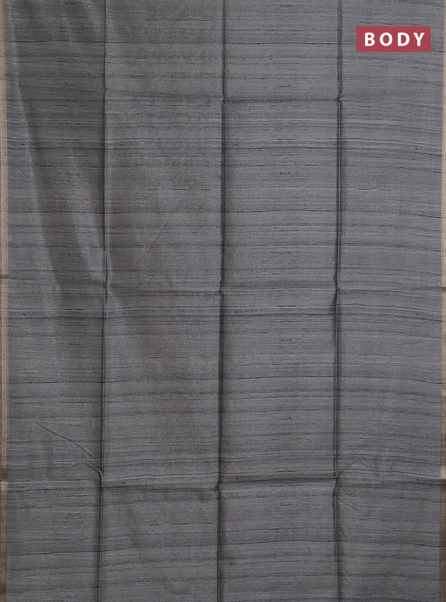 Semi tussar saree grey shade with bandhani butta prints and kalamkari prints & cut work pallu