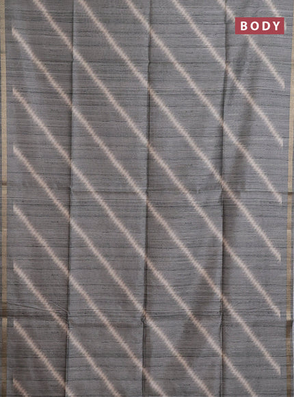 Semi tussar saree grey with leheriya prints and kalamkari prints & cut work pallu