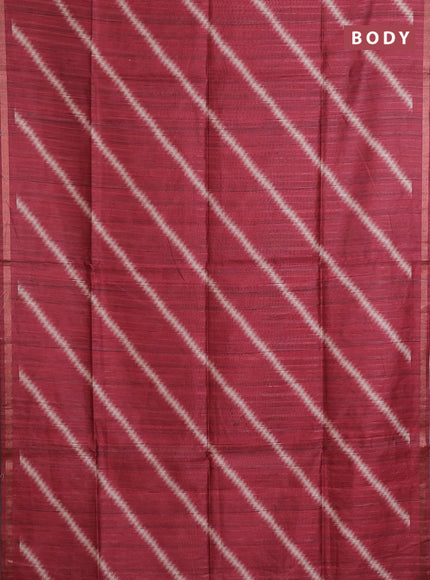 Semi tussar saree maroon with leheriya prints and kalamkari prints & cut work pallu