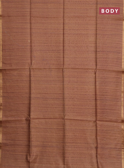 Semi tussar saree dark mustard with plain body and kalamkari prints & cut work pallu