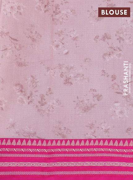 Kota silk cotton saree pastel pink and pink with allover floral digital prints and woven border