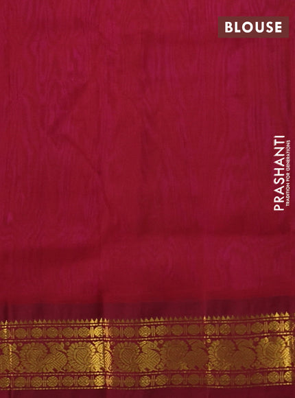 Silk cotton saree dual shade of pink and maroon with plain body and zari woven korvai border