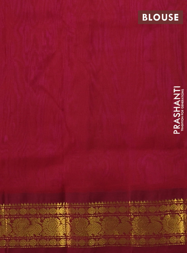 Silk cotton saree dual shade of pink and maroon with plain body and zari woven korvai border