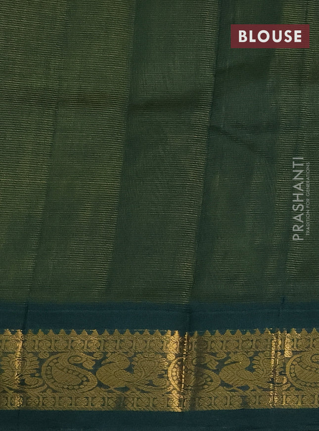 Silk cotton saree lime green and bottle green with allover vairosi pattern and rich zari woven korvai border