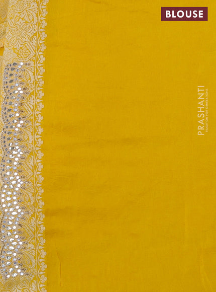 Banarasi silk saree yellow with allover zari woven jaal weaves and gotapatti work border