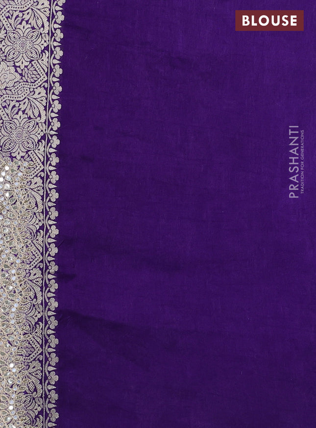 Banarasi silk saree violet with allover zari woven jaal weaves and gotapatti work border