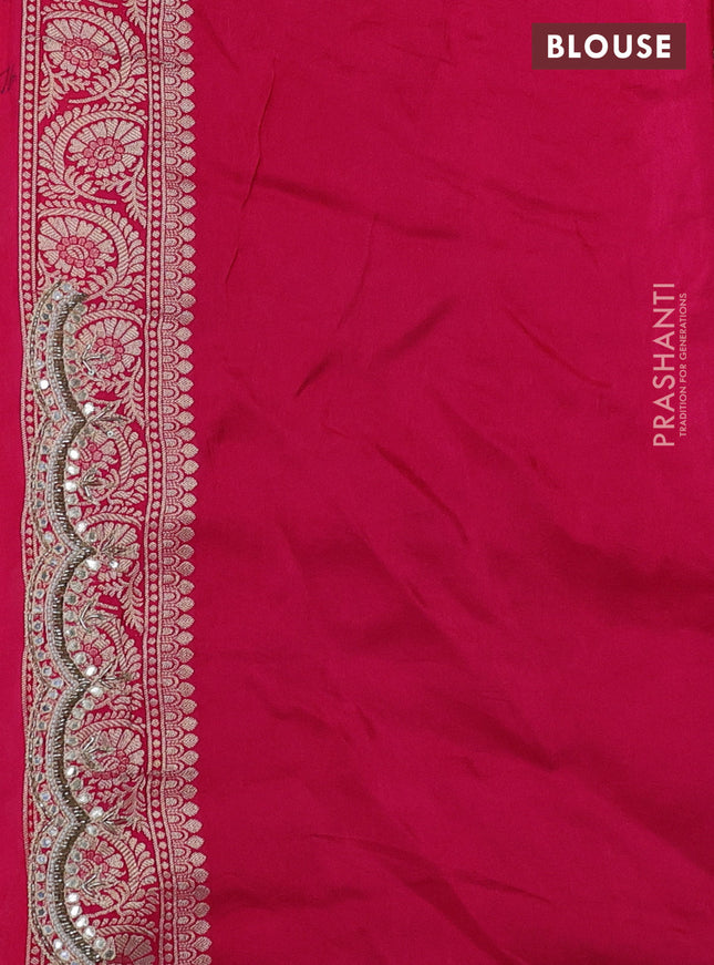 Banarasi silk saree pink with allover zari woven butta weaves and gotapatti work border