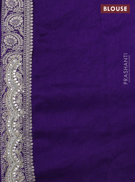 Banarasi silk saree violet with allover zari woven butta weaves and gotapatti work border
