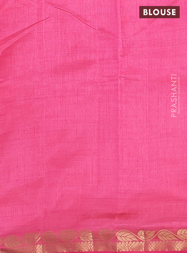 Semi raw silk saree pink with plain body and zari woven border