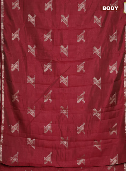 Semi raw silk saree deep maroon with zari woven buttas and zari woven border