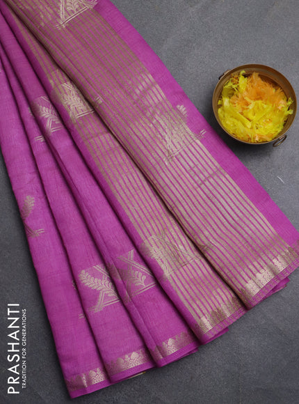 Semi raw silk saree lavender with zari woven buttas and zari woven border