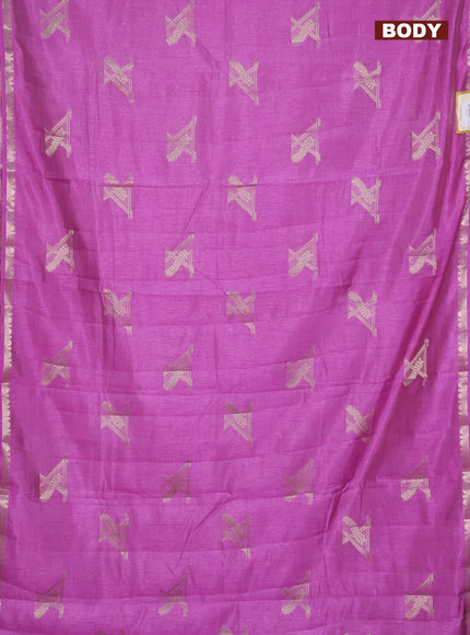 Semi raw silk saree lavender with zari woven buttas and zari woven border