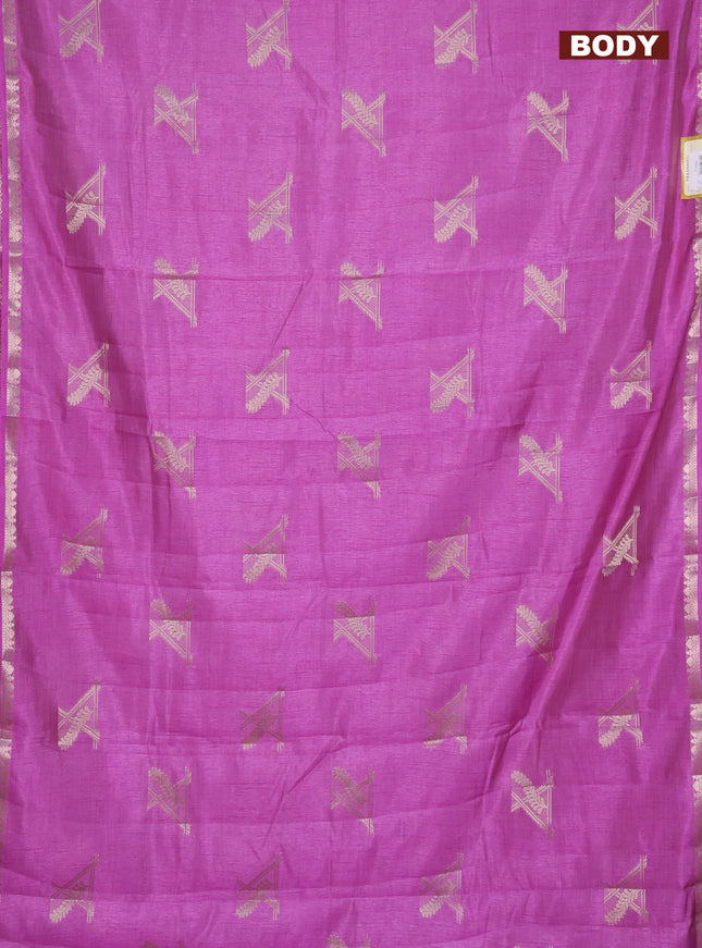 Semi raw silk saree lavender with zari woven buttas and zari woven border