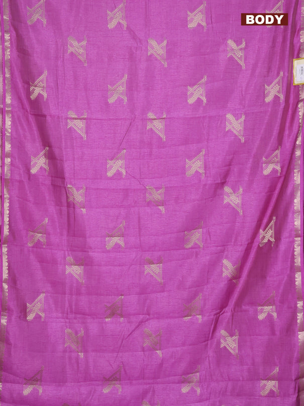 Semi raw silk saree lavender with zari woven buttas and zari woven border
