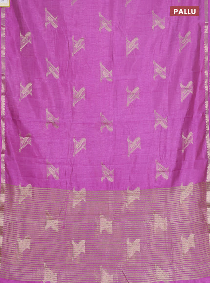 Semi raw silk saree lavender with zari woven buttas and zari woven border