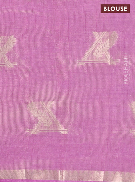 Semi raw silk saree lavender with zari woven buttas and zari woven border